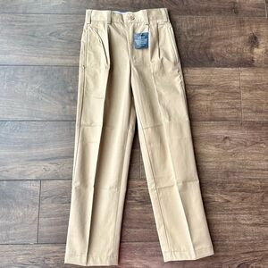 Lands' End Boys Size 8S (Slim) Pleated Khaki Chino Pants / School Uniform